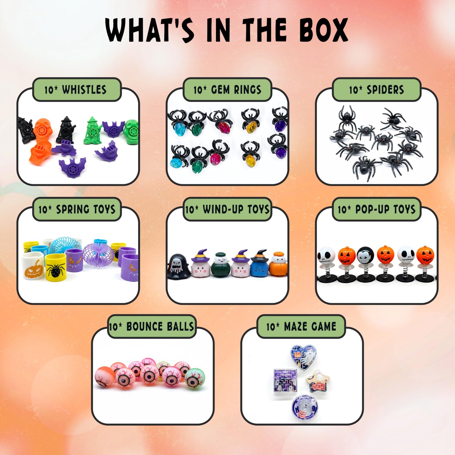 The Party Penguin Halloween Favors Bundle for Kids (80 PCS) – Trick-or-Treat Toys, Goodie Bag Fillers & Classroom Prizes | Gem Rings, Bounce Balls, Spiders, Whistles & More