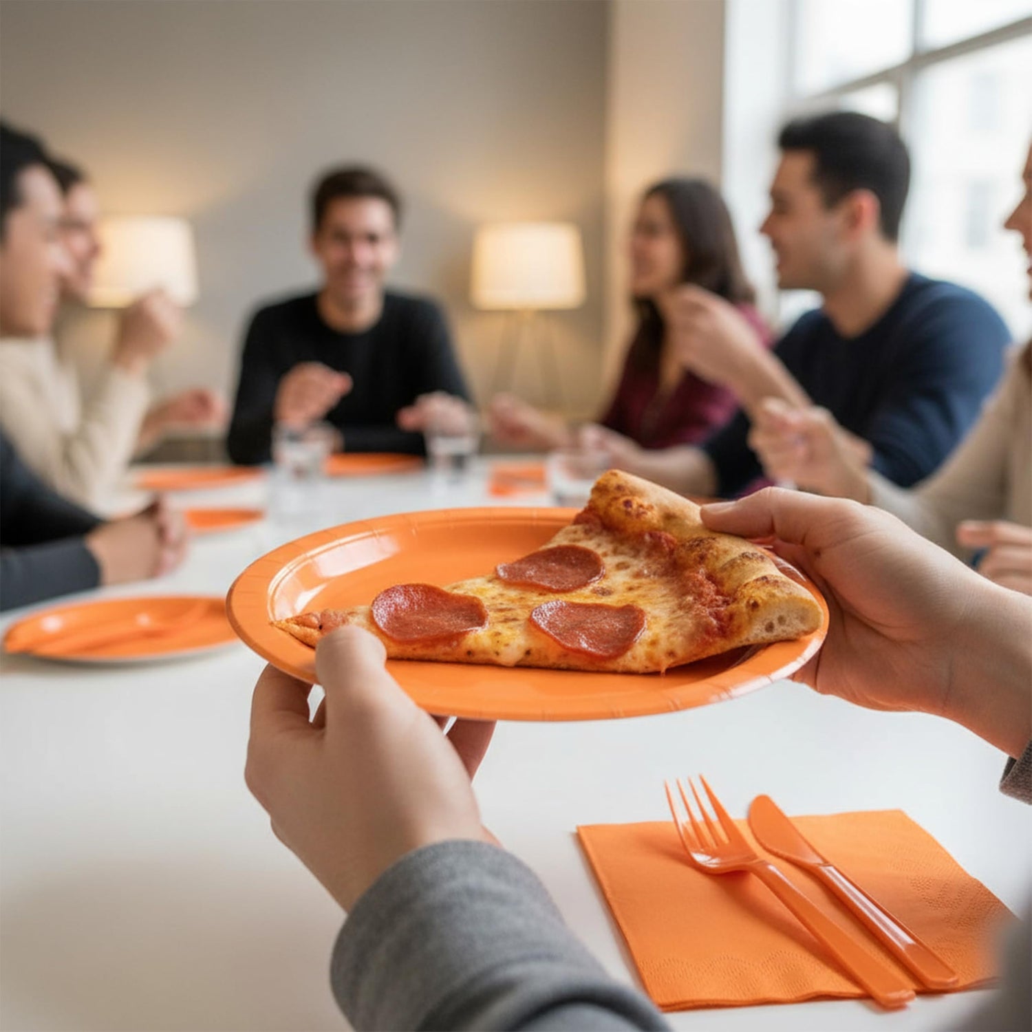 Party Penguin Orange Disposable Tableware Set – 178 PCS Complete Party Supplies Pack with Plates, Napkins, Cutlery & Table Covers