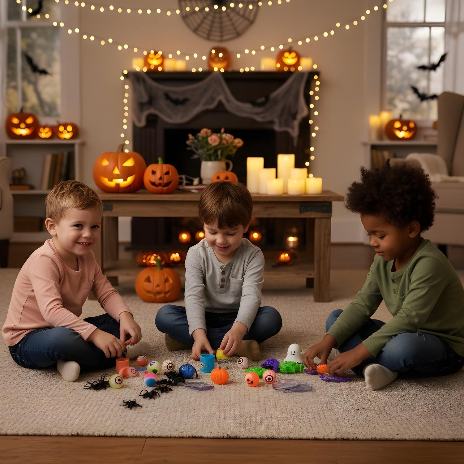 The Party Penguin Halloween Favors Bundle for Kids (80 PCS) – Trick-or-Treat Toys, Goodie Bag Fillers & Classroom Prizes | Gem Rings, Bounce Balls, Spiders, Whistles & More