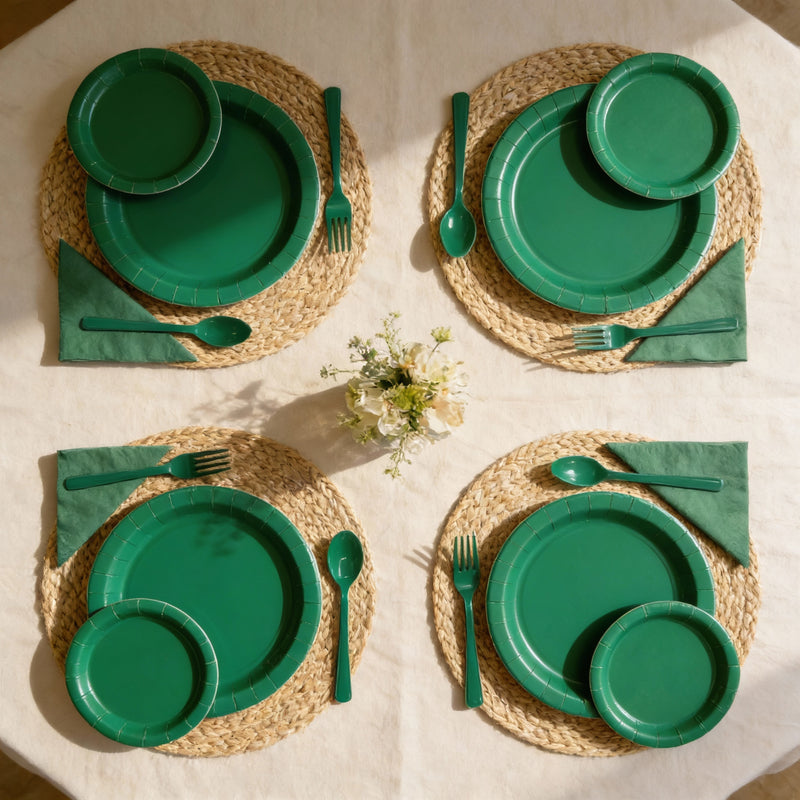 Party Penguin Green Disposable Tableware Set – 178 PCS Complete Party Supplies Pack with Plates, Napkins, Cutlery & Table Covers