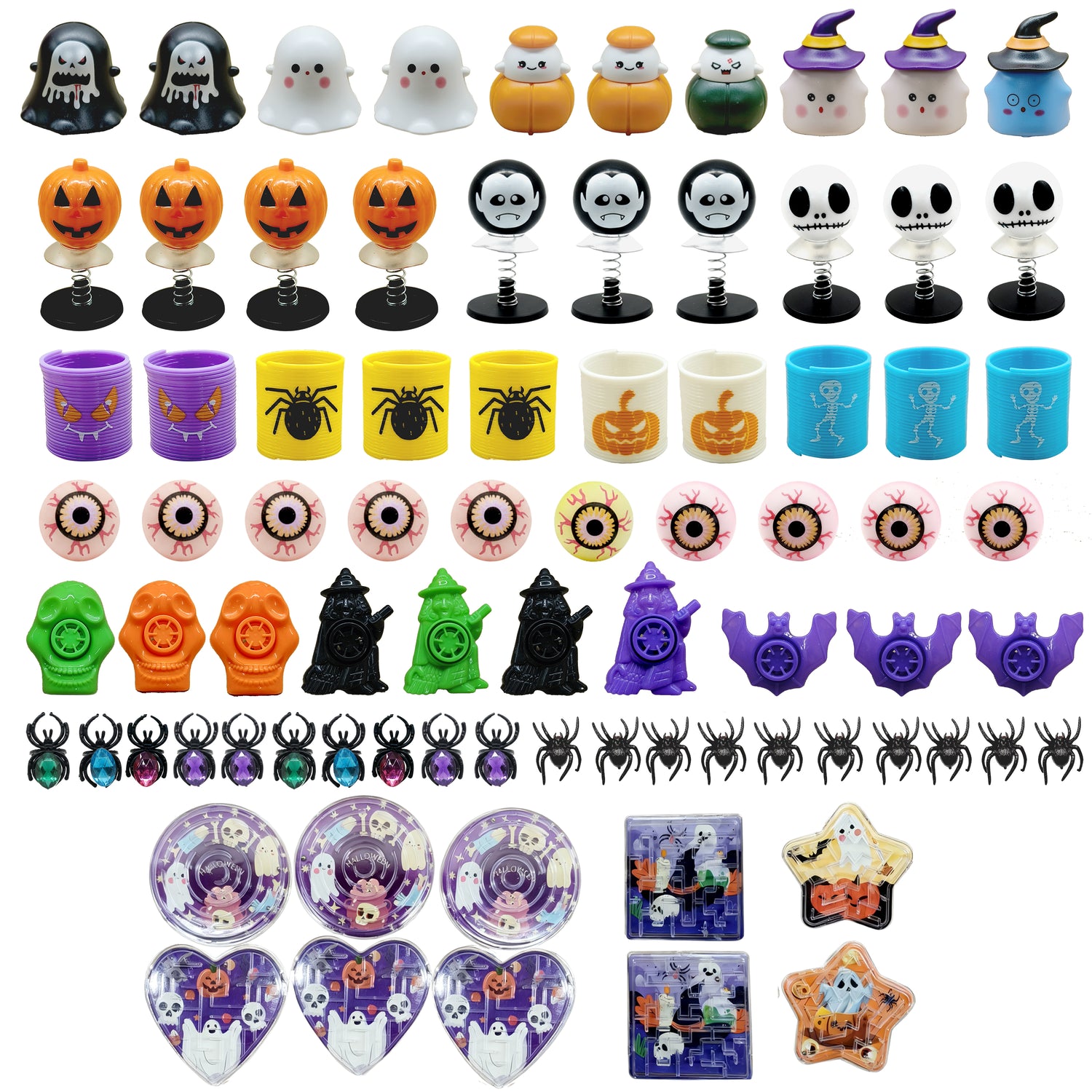 The Party Penguin Halloween Favors Bundle for Kids (80 PCS) – Trick-or-Treat Toys, Goodie Bag Fillers & Classroom Prizes | Gem Rings, Bounce Balls, Spiders, Whistles & More